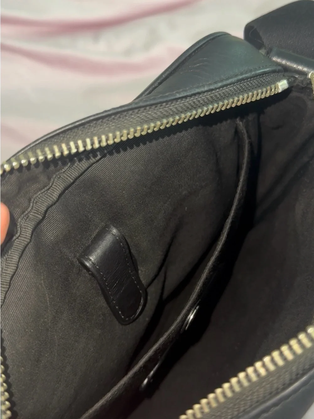 Coach Black Embossed Signature Leather Messenger
